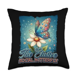 The Elusive Social Butterfly Digital Nature Harmony Throw Pillow