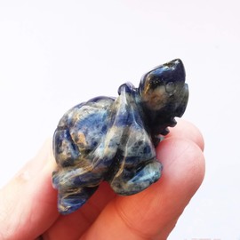 Manekieko Natural Sodalite Turtle Ncrystals and Healing Stones, 35 mm Hand Carved Animal Sculpture for Collecting, Fengshui Healing Crystal