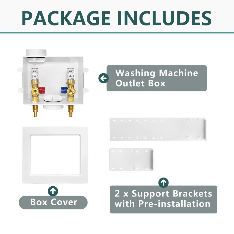 Washing Machine (Laundry) Outlet Box, Center Drain/Side Drain, Niikappu 1/2