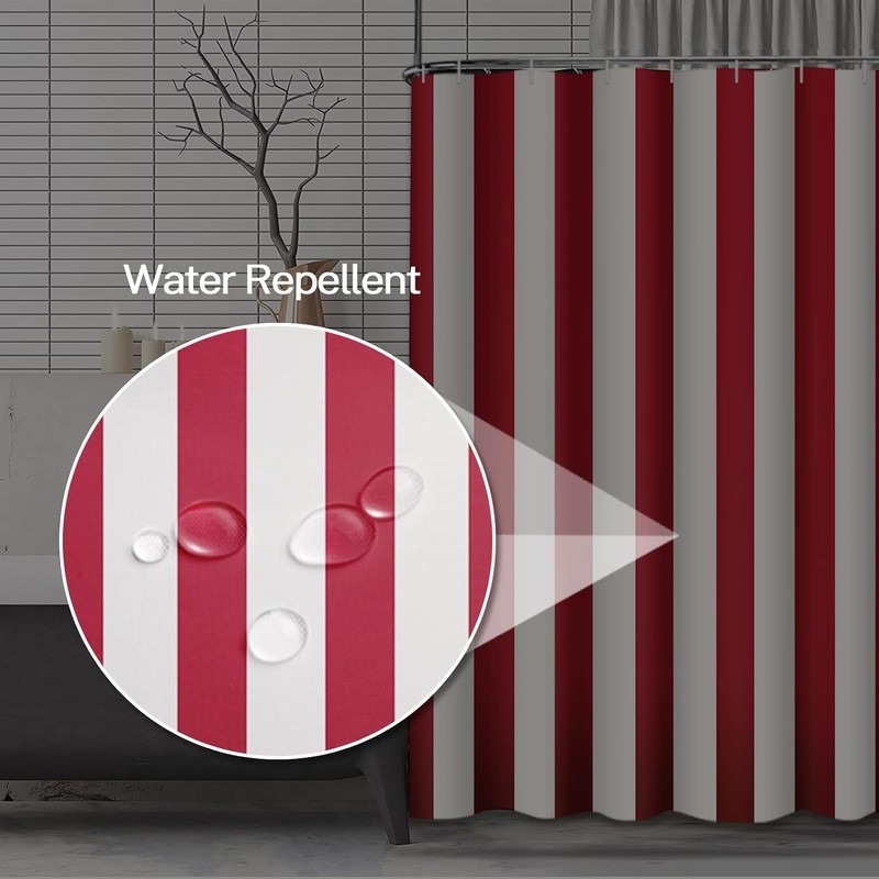 Emvency Red and White Stripe Shower Curtain Abstract Classic Beautiful