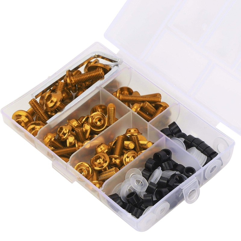 Fairing Bolts Kit, ABS+Aluminum 158Pcs/Set Universal Fairing Bolts Gasket Wrench