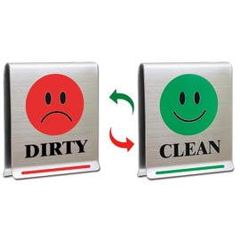 Dishwasher Clean Dirty Sign Magnet Free, Stainless Steel Interior Indicator, Reversible Dish Washer Sign Hanging Inside the Dishwasher