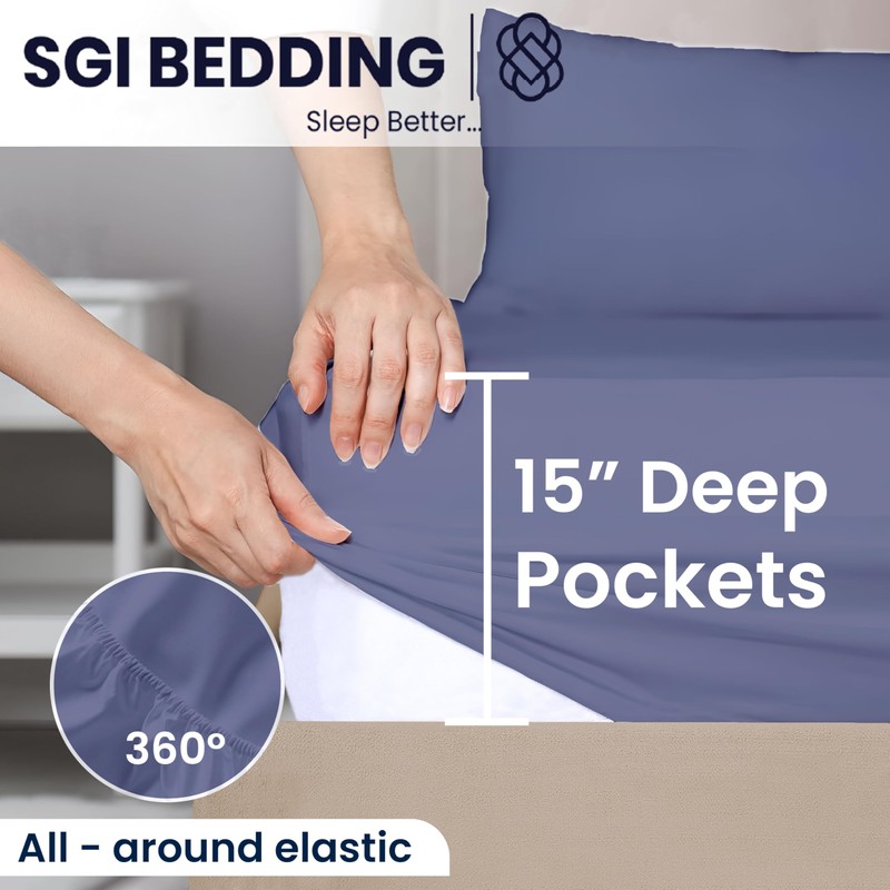SGI bedding 34" King Split Top Flex Head Sheet Set