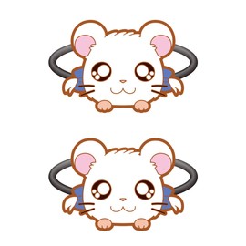 Gray Parker Service Hamtaro Hair Rubber Vol. 1 Ribbon-chan Approx. H 1.6 - 1.7 x W 2.0 - 2.4 x D 0.4 inches (40 - 44 x 50 - 60 x 10 mm), PVC, Polyester, Rubber