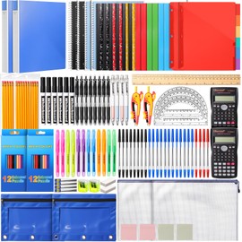 Watersay 144pcs (2 Set) Essential Supplies Kit for High School and College Bundle Includes Composition Pencils Highlighters Binders
