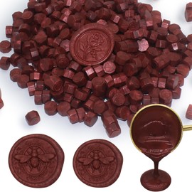 250pcs Wax Seal Beads Wine Red, Andotopee Premium Sealing Wax Beads for Stamp Seals, Octagon Wax Pellets Refill Pack for Wax Seal Kit, Wedding Invitation, Letter Envelope Seal, DIY Crafts (Wine Red)