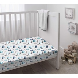 Cuddles & Cribs 1 Pack GOTS Certified Organic Cotton Fitted Crib Sheet - Cars