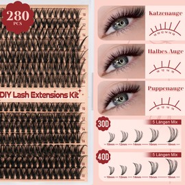 Higu clace Eyelash Extensions, 30D + 40D Lash Extension Set, 7-Day Hold with Applicator and Eyelash Glue and Sealer (280 Pieces Mix10-16)