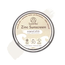 Suntribe Organic Sun Cream - Face & Sport - SPF 30, 100% Zinc - Reef Safe - 3 to 4 Ingredients - 30ml Original white