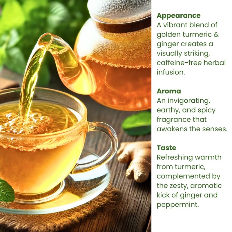 Rachelstea Turmeric, Wild Yam, Ginger, Marshmallow, Chamomile, Peppermint, Fennel, Slippery