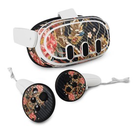 MightySkins Carbon Fiber Skin Compatible with Meta Quest 3 - Stitch Dragons | Protective, Durable Textured Carbon Fiber Finish | Easy to Apply