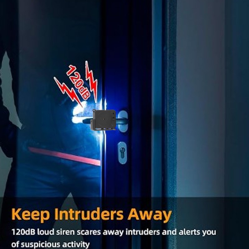 2pcs Door Handle Alarm Anti Theft Vibration Triggered Portable Door