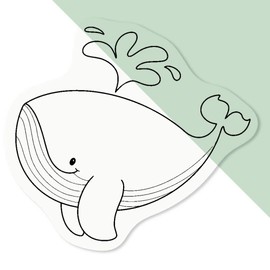 4 x Small 50mm 'Happy Whale' Transparent/Clear Sticker Decals for Windows/Cars/Walls (DC00142228)