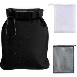 Set of 4 Soap Bag, Travel Soap Bag Set with Mesh Bag and Carabiner, Ideal for Travel, Camping, Outdoor and Gym, Black and White