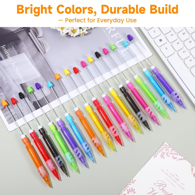 16Pcs Beadable Mechanical Pencils Bulk with 16 Lead Refills (8