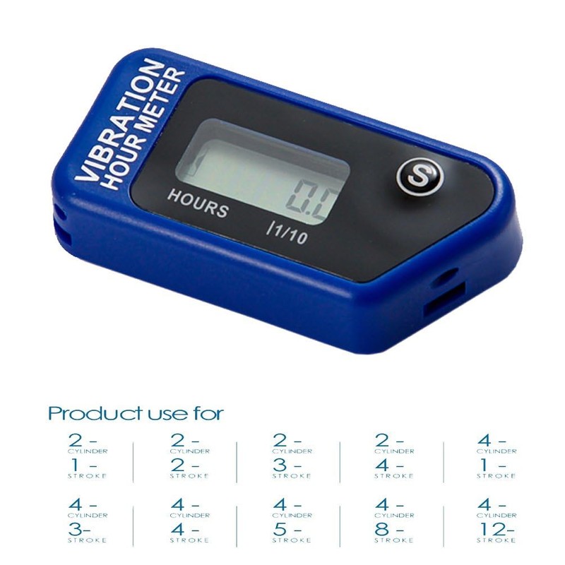 Digital Engine Hour Meter Fully Waterproof Resettable Vibration Hour Wireless