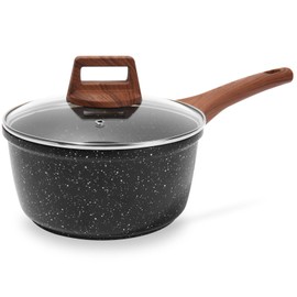 ESLITE LIFE Nonstick Sauce Pan with Lid, 2.5 QT Small Soup Pot Compatible with All Stovetops (Gas, Electric & Induction), PFOA Free, Black