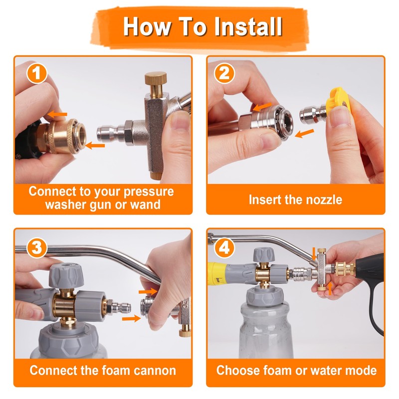Foam Cannon for Pressure Washer Gun with Dual Connector Accessory
