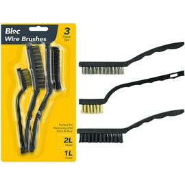 3 x Pieces Wire Brush Hand Set Rust Old Paint Removal Nylon Steel Brass Copper Bristles Tool DIY Home Garden Garage Office Brushes Clean Surface Casual Use UK FREE P&P