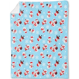 ainori - Manta decorativa de Navidad con diseño de copo de nieve, manta de franela azul de invierno para sofá, decoración de día festivo, regalos de festival de Navidad para niños y adultos, 50 x 60