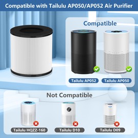 AP050 Replacement Filter, Compatible with Tailulu AP050 AP052 Air Purifier, H13 Grade True HEPA Replacement Filte-r, 360°3-Stage Filtration for Odor, Dust, Somke, Pollen, 2-Pack (2 Pack Original)