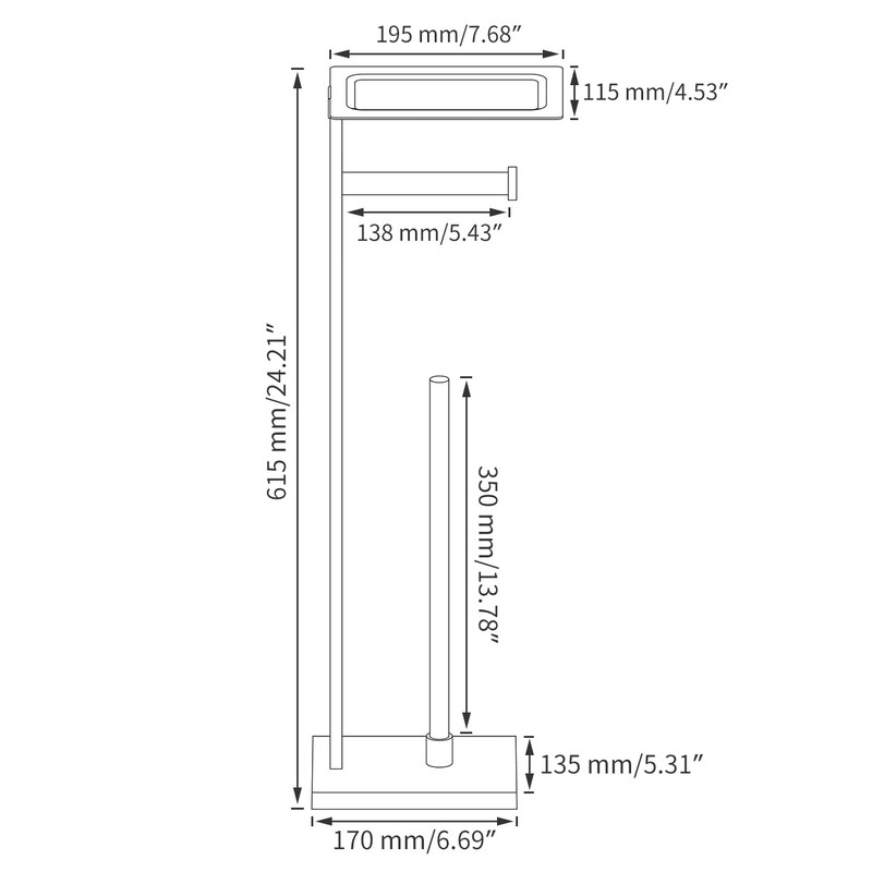 Miyili Bathroom Lavatory Toilet Tissue Roll Holder Stainless Steel Freestanding