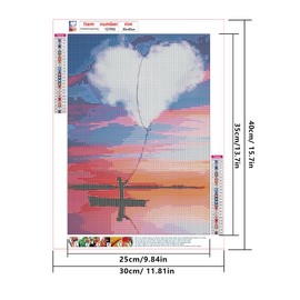 DCIDBEI 30 x 40 cm Diamond Painting Heart Cloud for Adults, Diamond Painting 5D Love, Bedroom Office Wall Decoration / Gift Birthday Party / Mosaic Crafts - Children in Canoe