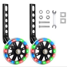Kids Bike Stabilisers, Bike Stabilizers Support Wheel Mute Flash, Bicycle Training Wheels for Children's Bikes, Adjustable Support Wheels Compatible with 12/14/16/18/20 Inch Bikes (1 Pair)