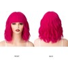 Bob Hot Pink Wig for Women Curly Hair with Bangs