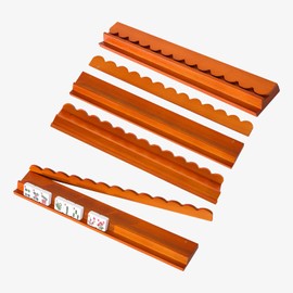 Wintogo Wood Mahjong Racks with Scalloped Magnetic Pushers – Set of 4 Ayous Wood 17" Mahjong Tile Holders, Lightweight Wooden Mahjong Racks for American Mahjong Accessories & Tile Organizing(Brown)