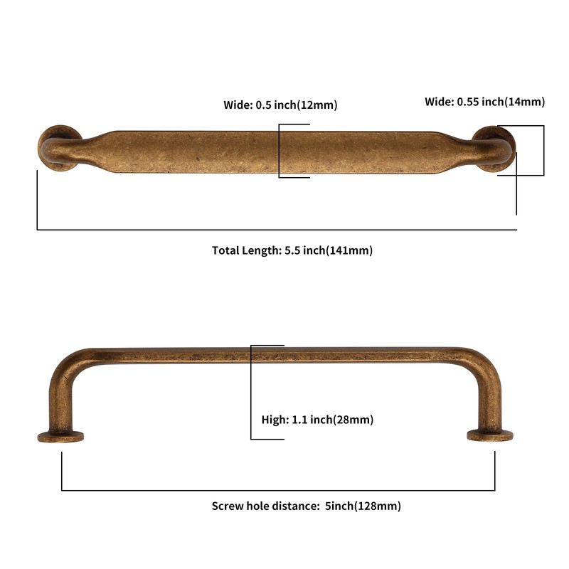 Asidrama 20 Pack 5 Inch(128mm) Antique Brass Kitchen Cabinet Handles,