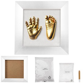 Your Design 3D Photo Frame:3D Baby Handprint Footprint Kit with Wooden Frame 9.4x9.5 Inch (Wooden Picture Frame, 3D Picture Frame)