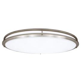 Maxxima 32" Oval Satin Nickel LED Ceiling Mount Light Fixture - Warm White, 4600 Lumens Dimmable Flush Mount, 3000K