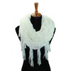 Ivory White Knit Infinity Scarf With Draping Fringe