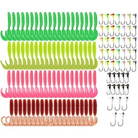 Fishing Lures Artificial Bait Kit Pinworm Soft Baits Soft Baits 80 Pieces + Jig Head Pack of 50