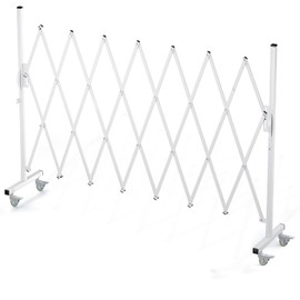 WEWORTH Expandable Barricade Gate,Accordion Garden Yard Outdoor Indoor Portable Folding Security Dog Fence Gates Wall Mount,82" Adjustable Metal Safety Barrier Gate with Casters,White