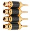 4Pcs Banana Plug Brass Gold Plated Black Carbon Fiber Shell