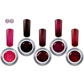 Colour Gel Set Red Metallic and Glitter Premium LED UV Gels Colour Gel Nail Gel for Nail Design RM Beautynails 5 x 5 ml (Pack of 5)