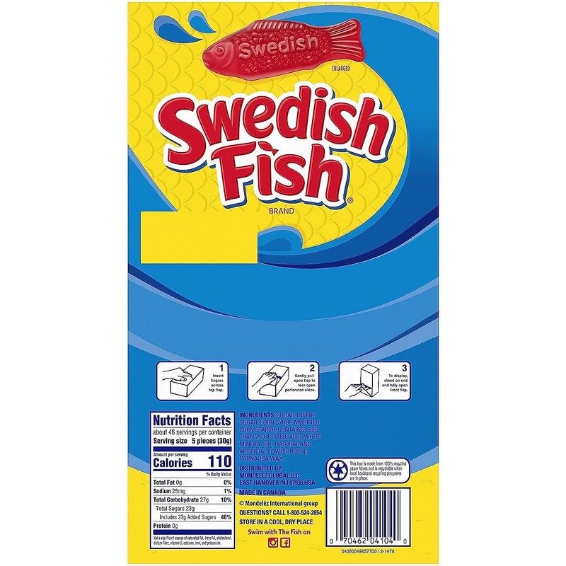 Swedish Fish Grab-And-Go Candy Snacks In Reception Box, 240-Pieces/box