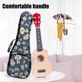 MUINS Ukulele Bag,21 23 26 30 Durable Colorful Ukelele Case with Thicker Pad For Soprano Concert Tenor Uke with Double Adjustable Straps, Storage and Handle (26 Inch, Blue Flower)