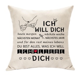 Hasodeo Engagement Gifts for Women Men Cushion Cover 45 x 45 cm Bridal Shower Decorative Cushion Original Wedding Gifts for Newlyweds Couple Wife Husband Valentine's Day Anniversary Gifts (I)