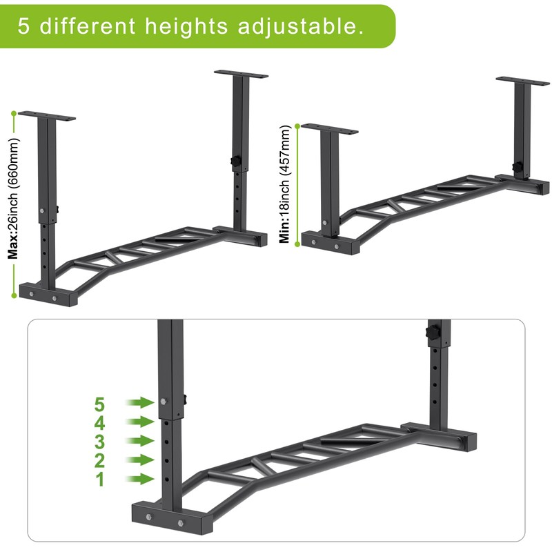Kipika 48" Ceiling Mounted Pull Up Bar, Heavy Duty Multi-Grip