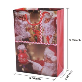 xialgshe Small 10 Pack Christmas Gift Bags with Handles,Reusable Christmas Tote Bags,Non-Woven Christmas Bags for New Year’s Shopping,Multifunctional Gift Bags, 6 * 9 * 3