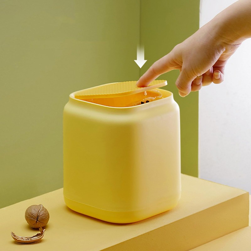 Mini Bin with Lid, Press Top Desktop Waste Basket, Small