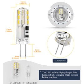 DiCUNO DiCUNO G4 LED Lampen, 1.2W G4 LED Birnen, Kaltwei? 6000K, Ersatz fr 10W Halogenlampen, 120 LM G4 LED Leuchmittel, LED Mini Glhlampe nicht dimmbar, kein Flackern, 12V, 10er Set