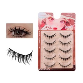 MAEXUS False Eyelashes (5 Pairs) Dense False Eyelashes for Actresses and Cosplay Makeup, Soft and Comfortable False Eyelashes, Doll-like Sweet Eyelashes, Creates Explosive Eye Makeup, 0.39/11/0.5
