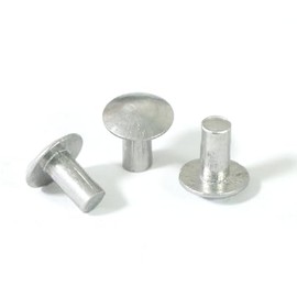 1/4" Diameter X 1/2" Length Brazier Head Solid Aluminum Rivets, Fix Leaky Solid Rivet 0.25" Diameter 0.5" Length, Aluminum Boat Rivets, Modified Brazier, Round/Dome Head Rivet, 100-Pack