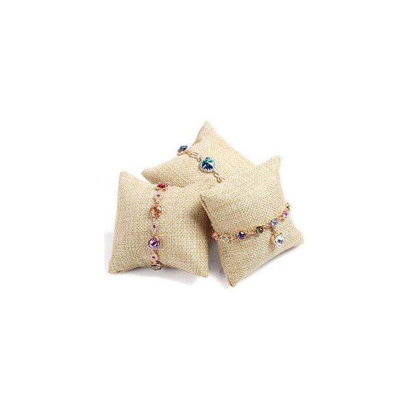 WinldMonmo 2PCS Light Brown Burlap Bracelet Watch Pillow Bangle Cushion,