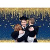 Felortte 12x8FT Polyester Fabric Gold and Blue Graduation Photography Backdrop