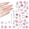FIDWALL 32PCS Y2K Nail Charms Set – Rhinestone Heart, Bow,